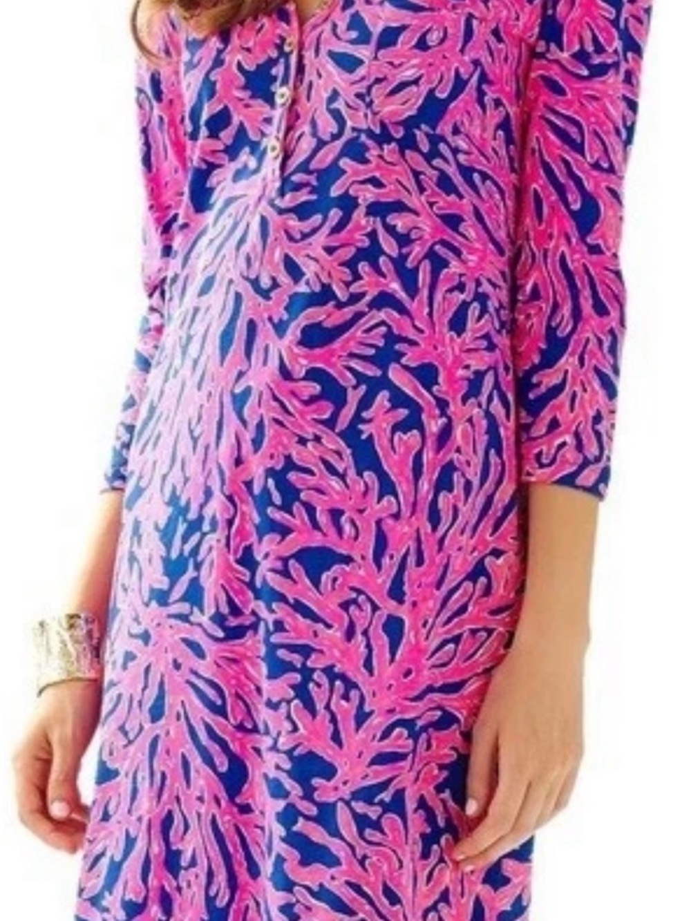 Lilly Pulitzer Pink Coral-Print Navy Mini Dress